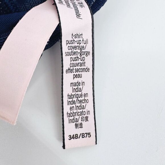 Victoria's Secret Navy Lace Racerback T-Shirt Push Up Full Coverage Bra 34B - Picture 4 of 6